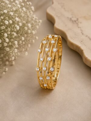 Openable Bracelet - American Diamond stones - Rose Gold