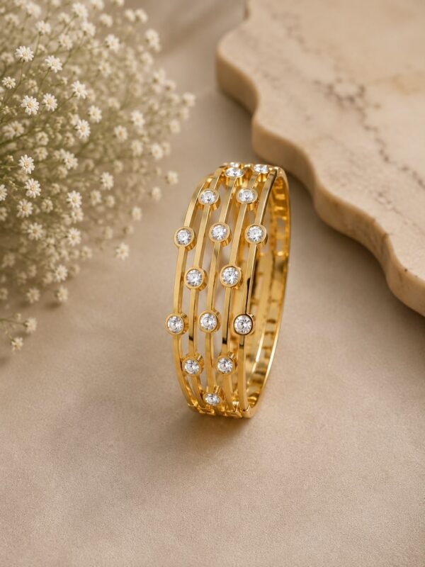 SKU DM 004 Openable Bracelet - American Diamond stones - Rose Gold