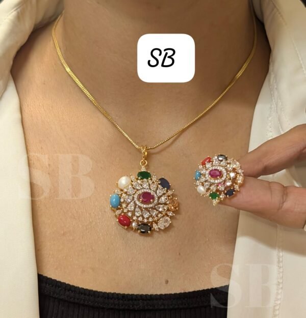 SKU NA 009 Navratana Pendent set