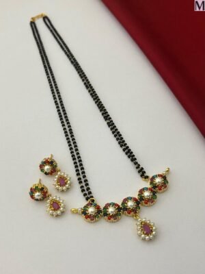 Pearl Mangal sutra set with Earrings