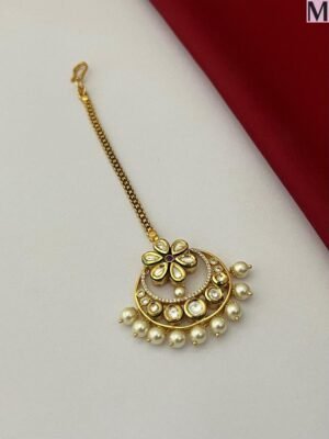 SKU BS 035 Golden & Pearl drop Maangtika